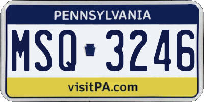 PA license plate MSQ3246