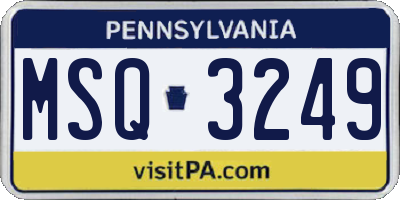 PA license plate MSQ3249