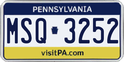 PA license plate MSQ3252