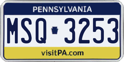 PA license plate MSQ3253