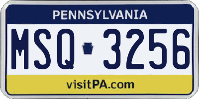 PA license plate MSQ3256