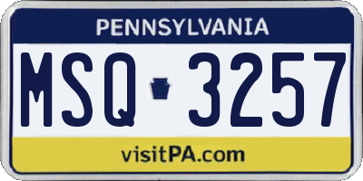 PA license plate MSQ3257