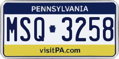 PA license plate MSQ3258