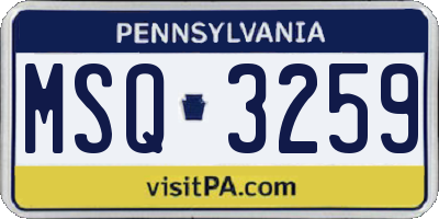 PA license plate MSQ3259