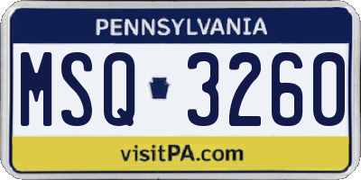 PA license plate MSQ3260