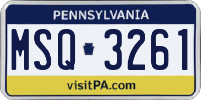 PA license plate MSQ3261