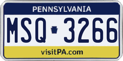 PA license plate MSQ3266