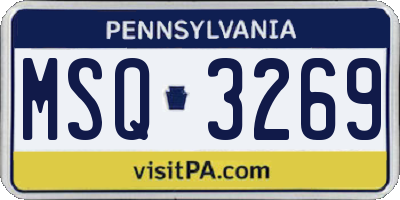 PA license plate MSQ3269