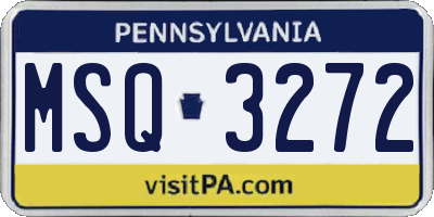 PA license plate MSQ3272