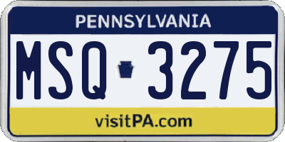 PA license plate MSQ3275