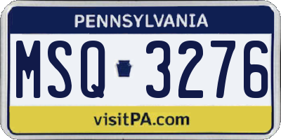 PA license plate MSQ3276