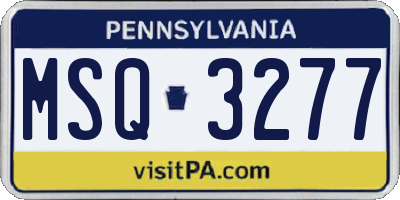 PA license plate MSQ3277
