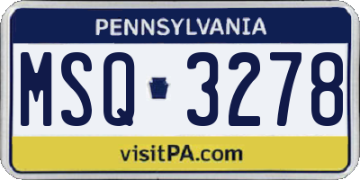 PA license plate MSQ3278