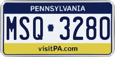 PA license plate MSQ3280