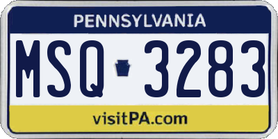PA license plate MSQ3283