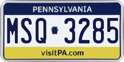 PA license plate MSQ3285