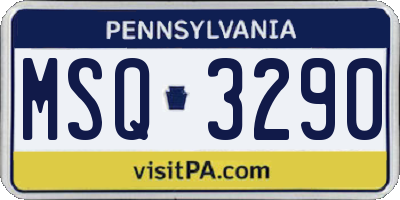 PA license plate MSQ3290