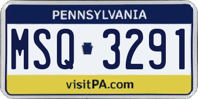 PA license plate MSQ3291