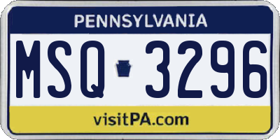 PA license plate MSQ3296