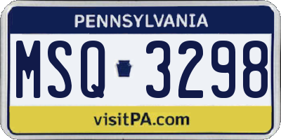 PA license plate MSQ3298