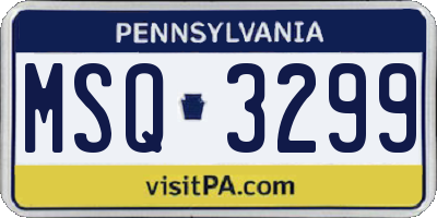 PA license plate MSQ3299