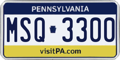 PA license plate MSQ3300