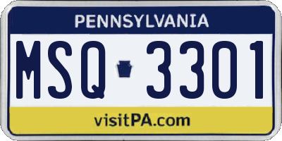 PA license plate MSQ3301