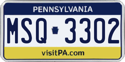 PA license plate MSQ3302