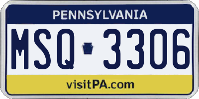 PA license plate MSQ3306