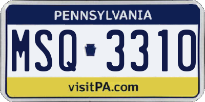 PA license plate MSQ3310