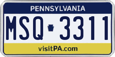 PA license plate MSQ3311