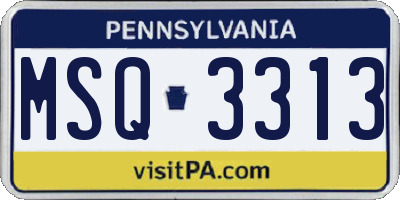 PA license plate MSQ3313