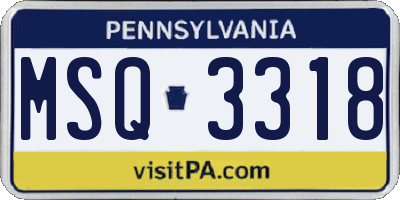 PA license plate MSQ3318