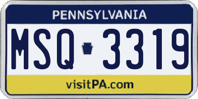 PA license plate MSQ3319