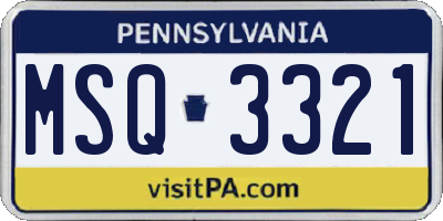 PA license plate MSQ3321