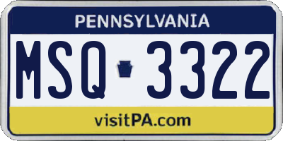 PA license plate MSQ3322