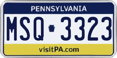 PA license plate MSQ3323