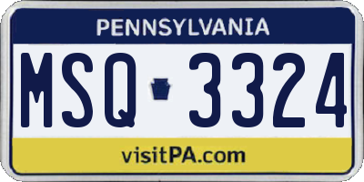 PA license plate MSQ3324