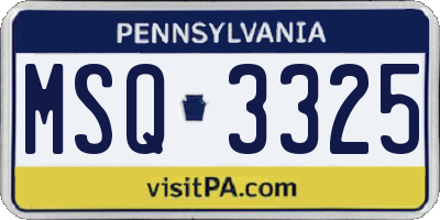 PA license plate MSQ3325