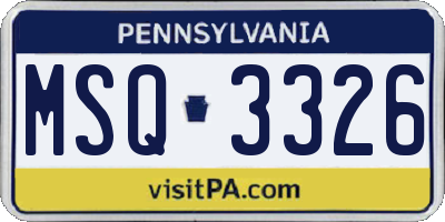 PA license plate MSQ3326