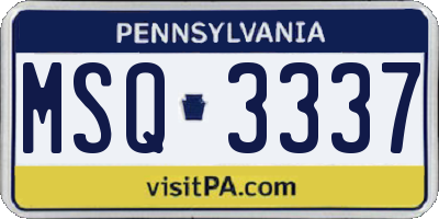 PA license plate MSQ3337