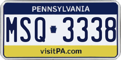 PA license plate MSQ3338