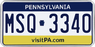 PA license plate MSQ3340