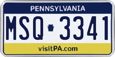 PA license plate MSQ3341