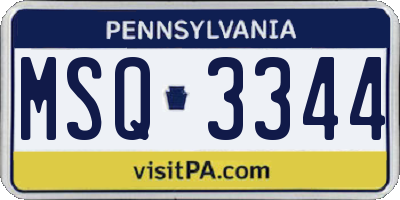 PA license plate MSQ3344