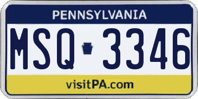 PA license plate MSQ3346