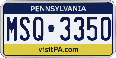 PA license plate MSQ3350