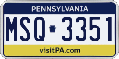 PA license plate MSQ3351