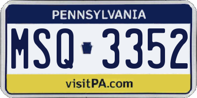 PA license plate MSQ3352