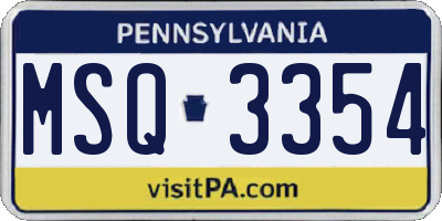 PA license plate MSQ3354